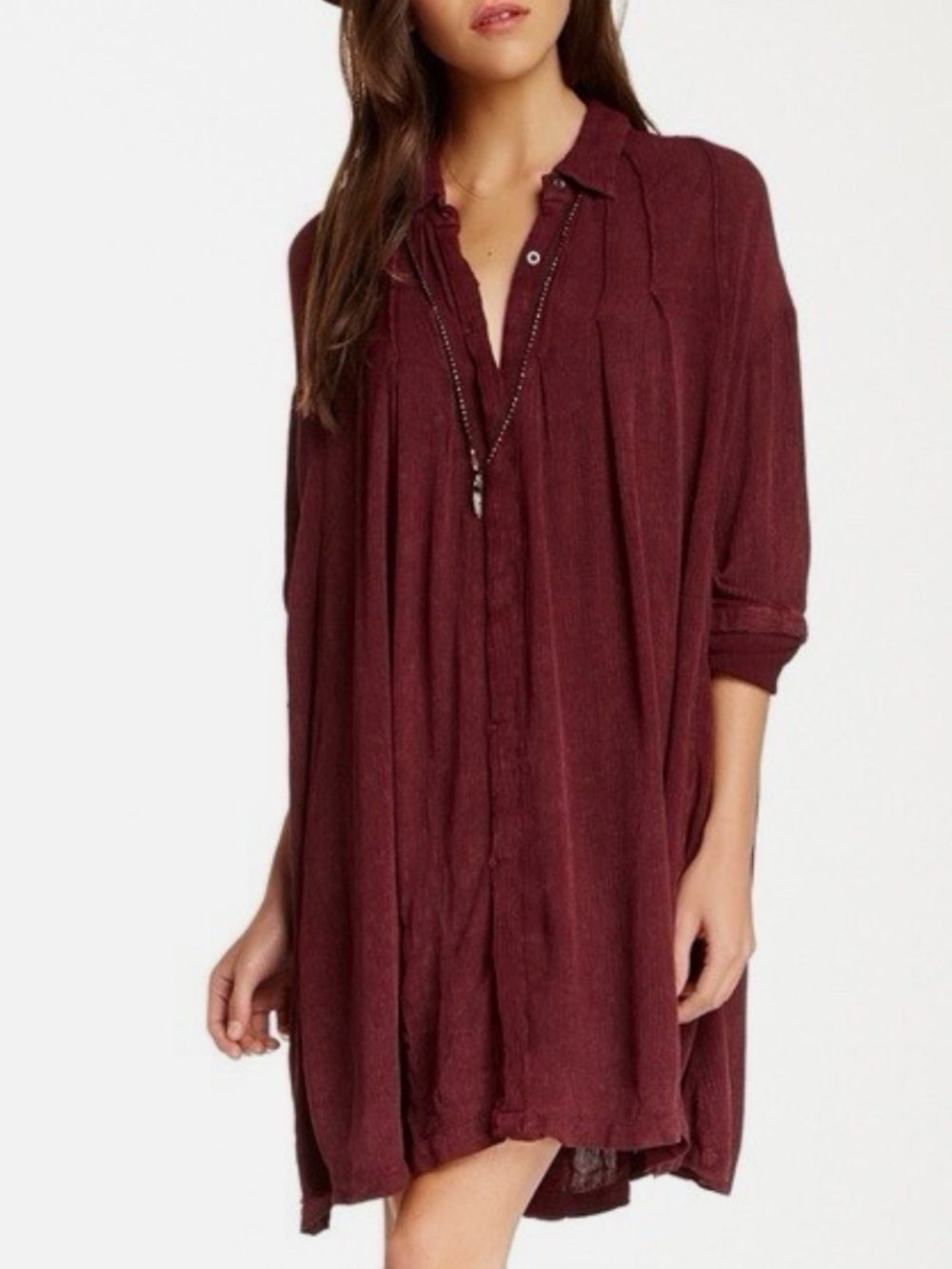 Free People Crinkle Spin Me Tunic Shirt Dress